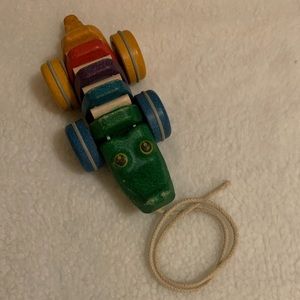 Plan Toys Pull Along Alligator Rainbow Colors